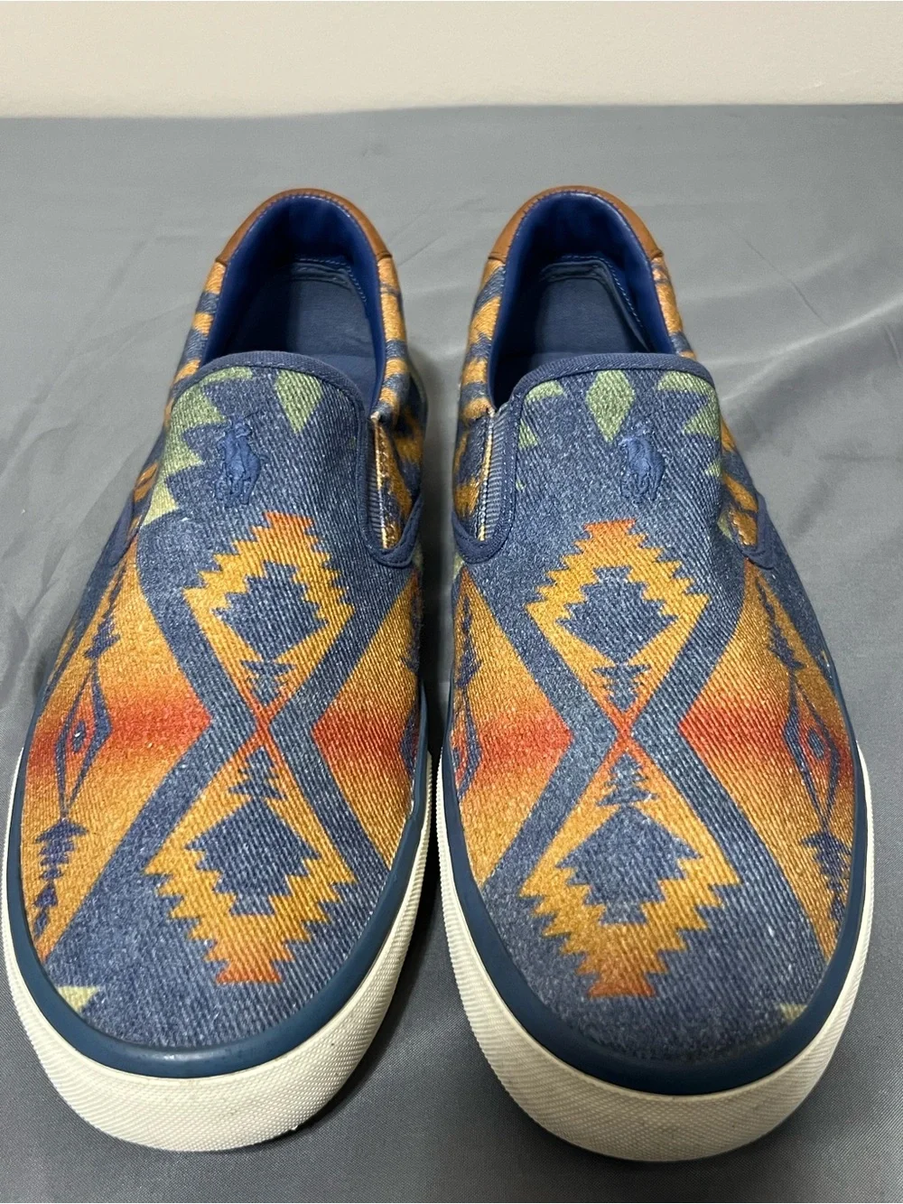 Men's Polo Ralph Lauren Beacon Aztec Sneaker Shoes 12D Rare Vintage Slip On